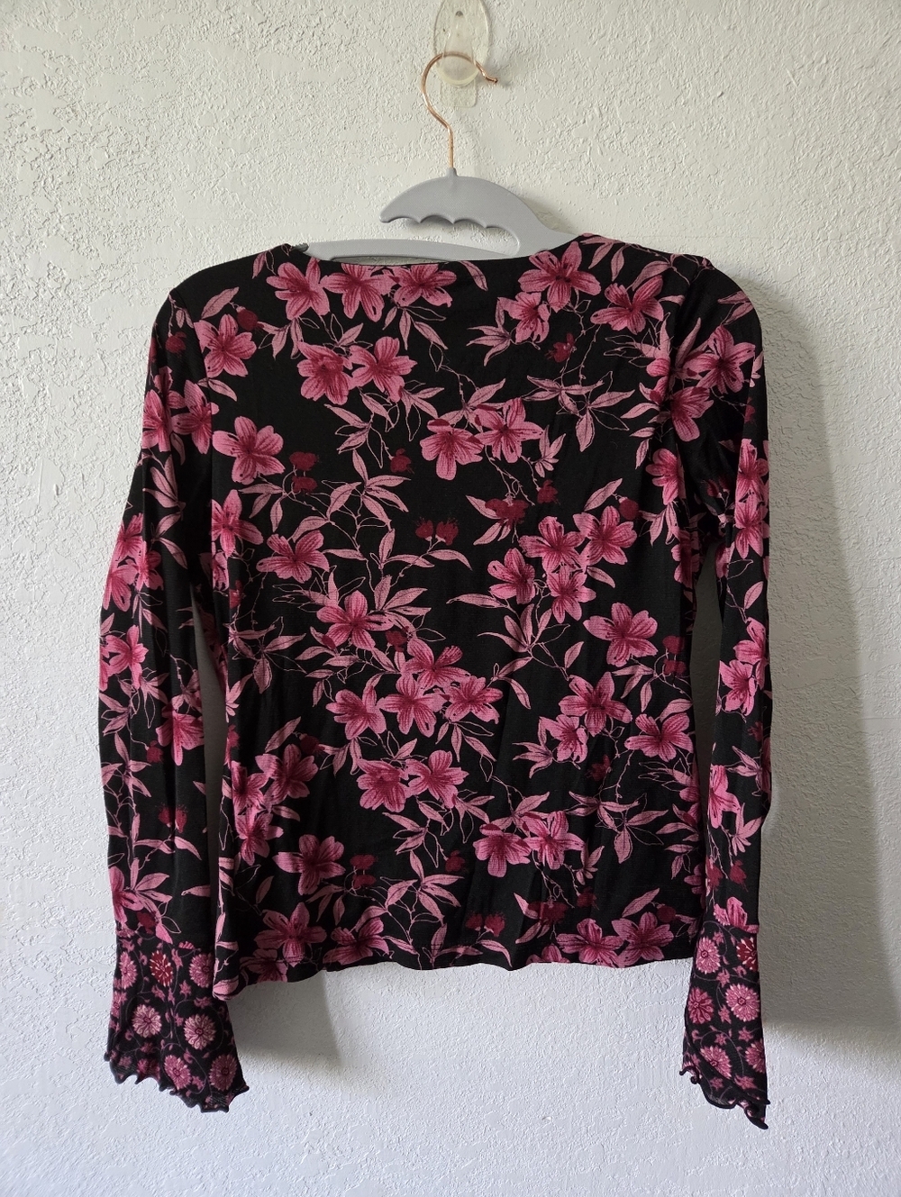 Apostrophe Black Blouse with Pink Floral Print - Picture 5 of 6